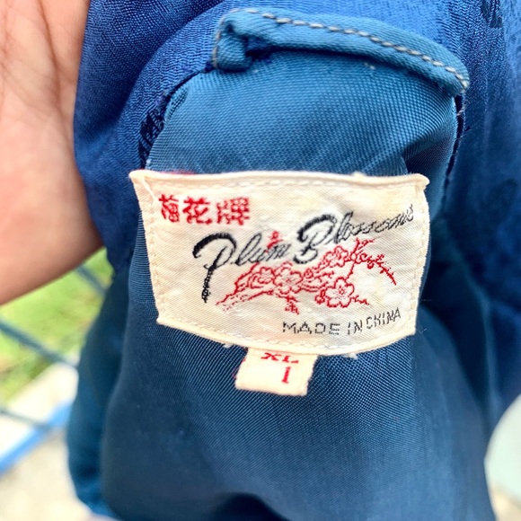 Vintage Quilted Blue Asian Satin Silk Jacket - Picture 7 of 8